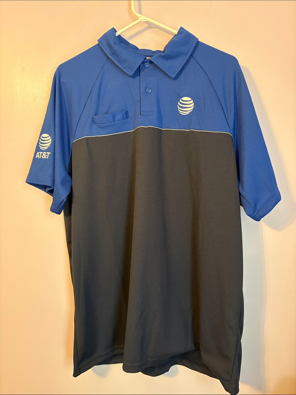 Doc & Amelia by Cintas Blue Embroidered AT&T CWA Polo Shirt size L